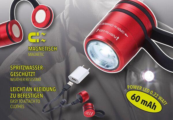 Actual product image Troika ECO RUN Lamp de poche avec lumière LED, 3 fonctions d'éclairage, incl. câble de charge, rouge (3.60 cm)