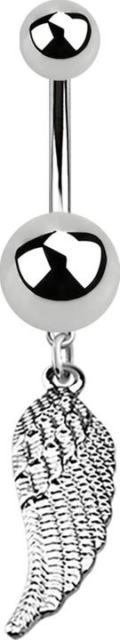 Produktbild Star Piercing Banane silber mit Anhänger Engelsflügel (ohne Messing, Chirurgenstahl 316L)