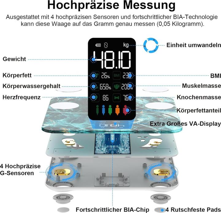 Image du produit Healthkeep Körperanalysewaage (180 kg)