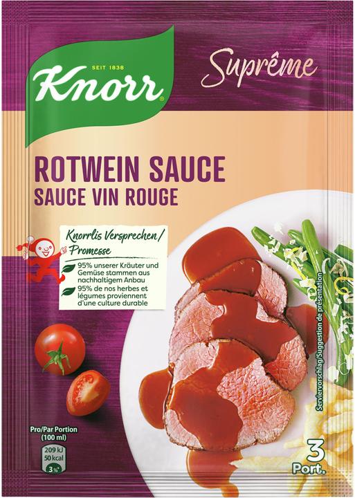 Produktbild Knorr Suprême Rotwein Sauce Beutel für Fleisch, Fisch und Gemüse (45 g)