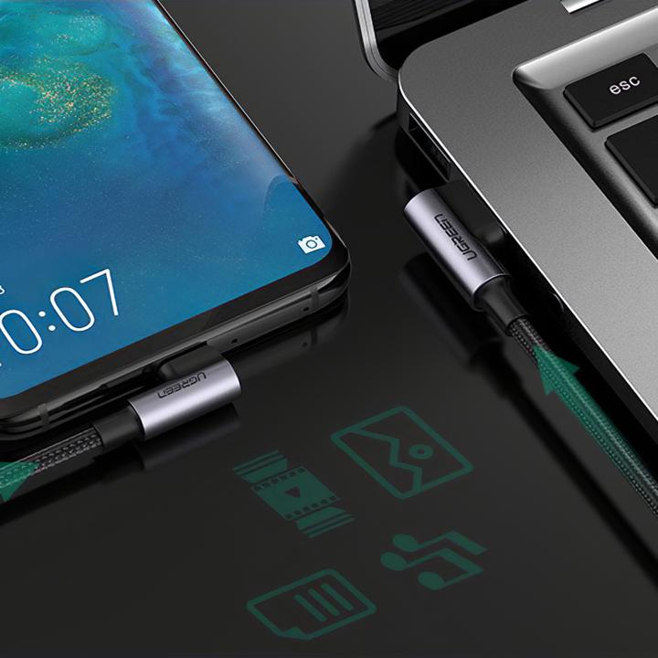Actual product image Ugreen USB-C angled to USB-A 2.0 angled 3A data cable (2 m, USB 3.0)