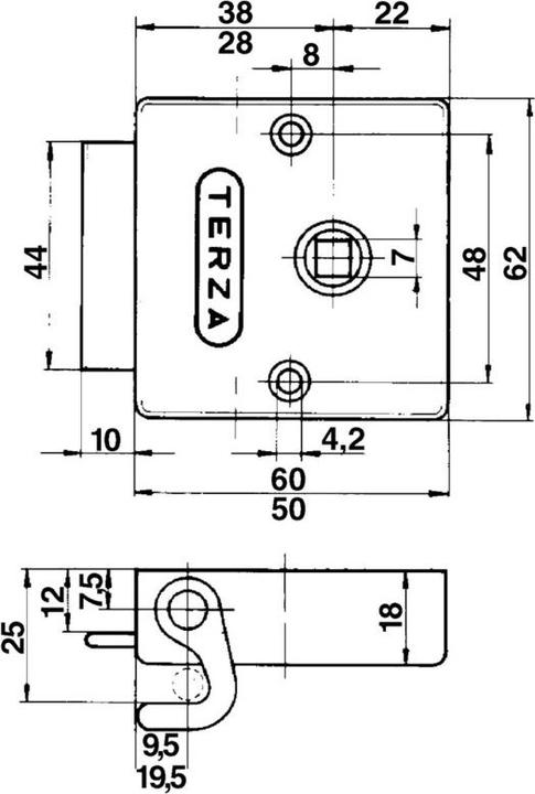 Image du produit Heusser Serrure espagnolette TERZA, +AMMAoA- enfoncer (Demi-cylindre à bouton rotatif)