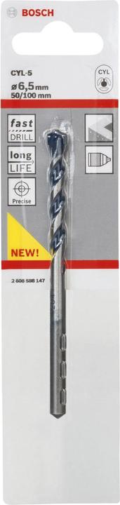 Actual product image Bosch Professional Zubehör Concrete drill CYL-5, Blue Granite, 6.5 x 50 x 100 mm (6.5 mm)