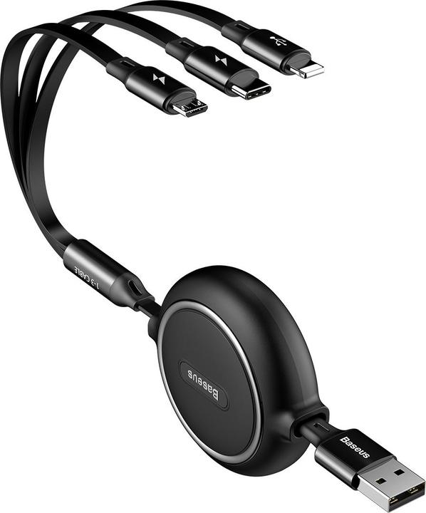 Actual product image Baseus 3in1 extendable cable (1.20 m, USB 3.2 Gen 1)