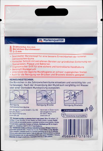 Produktbild dm Dontodent Interdentalbürsten gewinkelt rosa 0,4 mm ISO 2 (28 x, 0.40 mm)