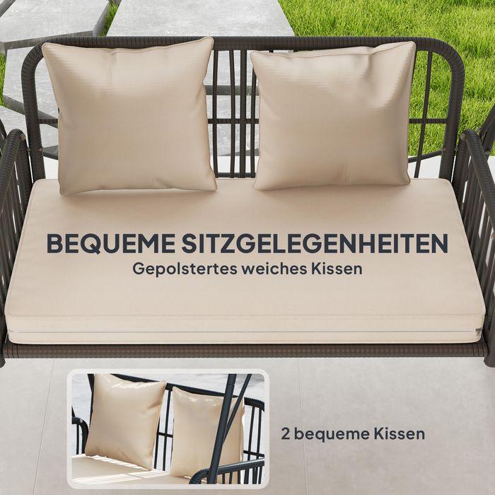 Produktbild Swisshandel24 2-Sitzer Hollywoodschaukel Rattan, bis 240 kg, 149x121x180 cm Khaki