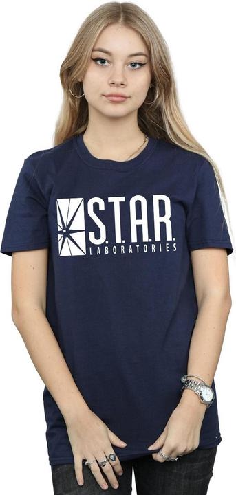 Actual product image Womens/Ladies The Flash STAR Labs Cotton Boyfriend T-Shirt (3XL)