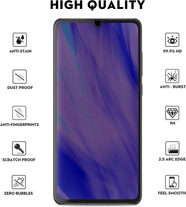 Actual product image Screenguard Huawei P30 Full Screen Protective Glass Film 2.5D 9H (1 Piece, Huawei P30)