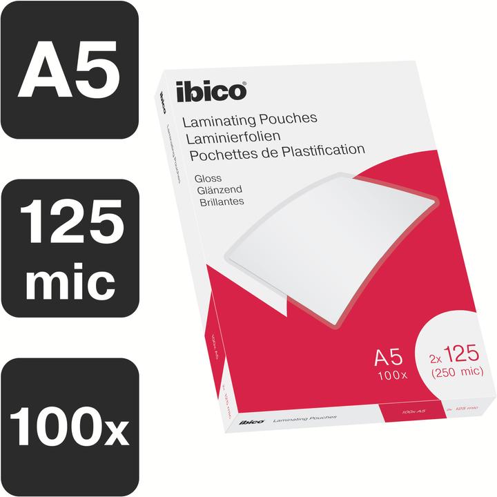 Image du produit Ibico Feuille de plastification A5, 125 µm 100 pièces (A5, 100 pièce(s), 125 µm)