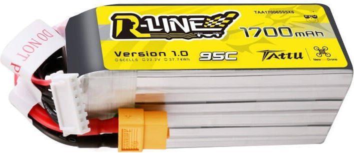 Immagine prodotto Tattu Batteria Lipo R-Line 22.2V 1700mAh 6S 95C con connettore XT60 (22.20 V, 1700 mAh)
