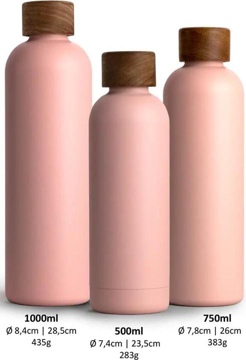 Actual product image T&N Stainless steel water bottle (Wood Edition, Nude, 1l) (1 l)