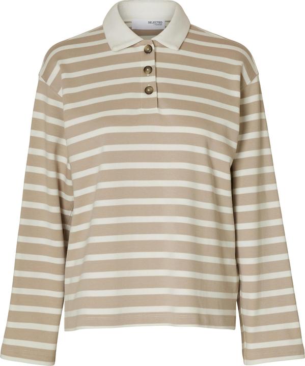 Selected Femme Streifen Langarm-Poloshirt (XS)