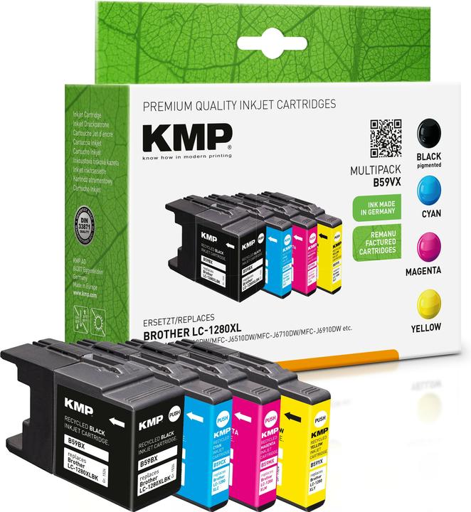Actual product image KMP Ink Combi Pack replaces LC 1280, LC1280XLVALBPDR, 1280XL Compatible Black, Cyan, Magenta, Yellow (M, FC, C, Y)