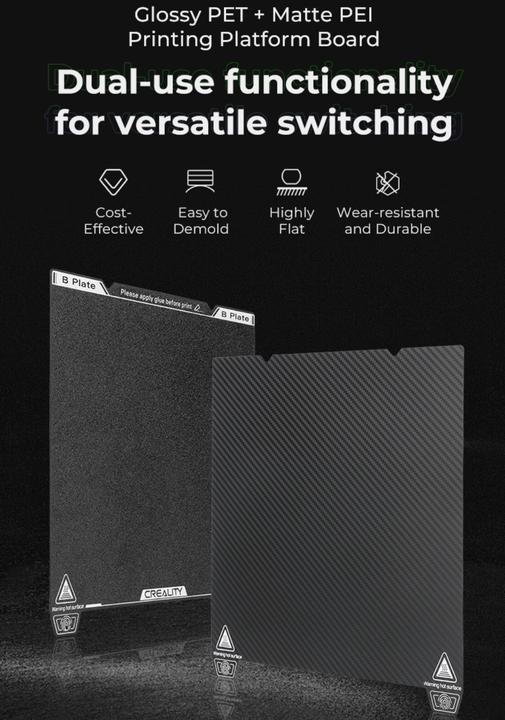Actual product image Creality 315x310mm K1 Max Dual-Side Printing Platform Glossy PET + Matte PEI