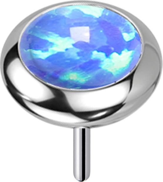 Produktbild Star Piercing Threadless silber Scheibe abgerundet Opal blau (ohne Messing, Titan G23)