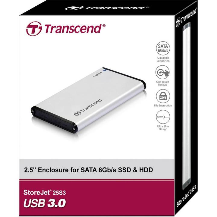 Produktbild Transcend SSD-/HDD-Gehäuse 2,5" USB3.1 / TS0GSJ25S3 (2.5")
