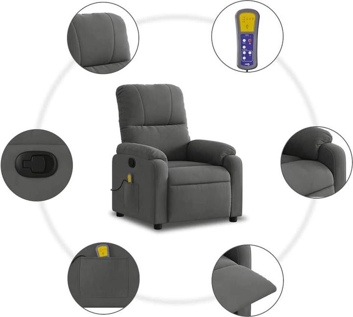 Immagine prodotto VidaXL Sedia da massaggio in tessuto microfibra grigio scuro, colore