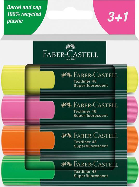 Immagine prodotto Faber-Castell Evidenziatori TL 48 bustina da 4 (Arancia, Giallo, Verde, Rosa, 5 mm, 4 x)