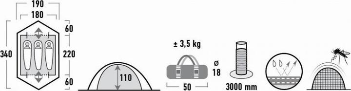 Image du produit High Peak Woodpecker (Tente igloo, 3.50 kg, 3 personnes)