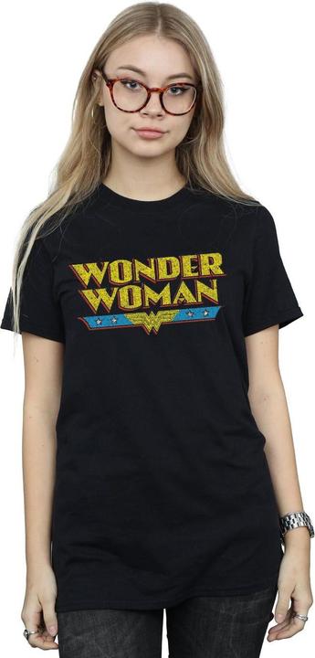 Actual product image Womens/Ladies Wonder Woman Crackle Logo Cotton Boyfriend T-Shirt (XL)