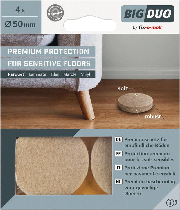 Fix-o-moll Big-Duo parquet glides (Felt gliders, 4 Piece)