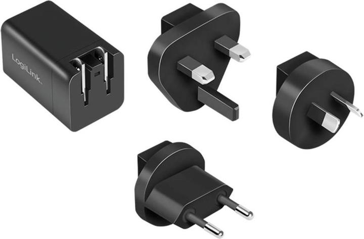 Actual product image LogiLink USB socket travel adapter, 1x USB-A, 1x USB-C, GaN technology, 30 W (30 W)