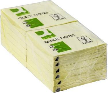 Image du produit Q-Connect Notesblok med lim 100 ark gul papir L76xB76xH10mm,12 pc/pk (12 pcs)