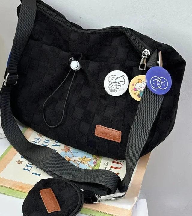 Produktbild Only-Bags.Store Crossbody Bag Solid Color Plaid Print Large Capacity Shoulder Bag Cute Handbag