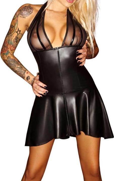 Actual product image Noir Handmade Wetlook-Dress with Powernet (XL)