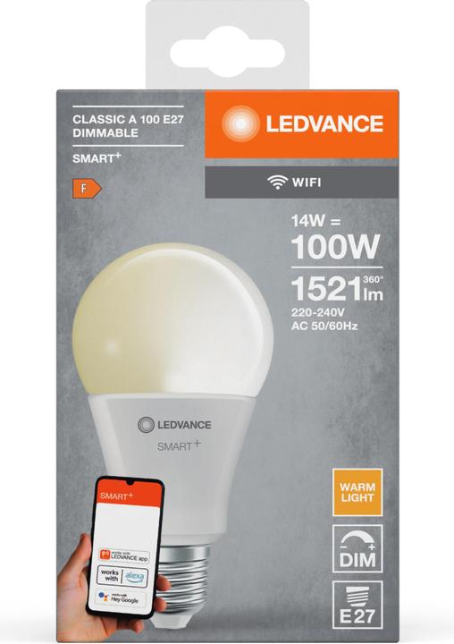 Actual product image Ledvance Smart+ Wifi Classic (E27, 14 W, 1521 lm, 1 x, F)
