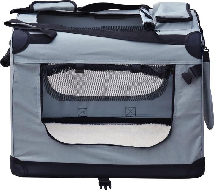Produktbild Wiltec Fudajo Transportbox XL Faltbar Grau 80x58x56cm Hundebox Katzenbox Reisebox (Hund, Faltbar)