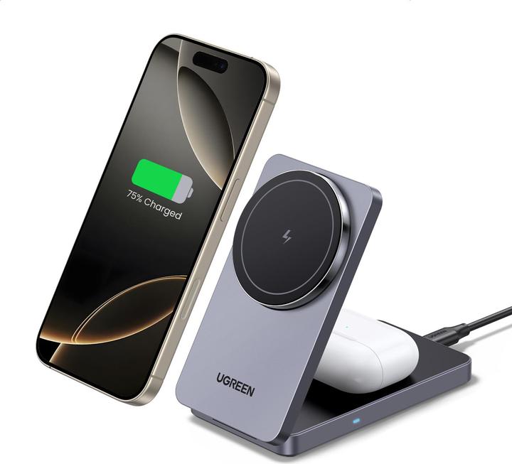 Ugreen Chargeur magnétique sans fil 2 en 1 gris (20 W)