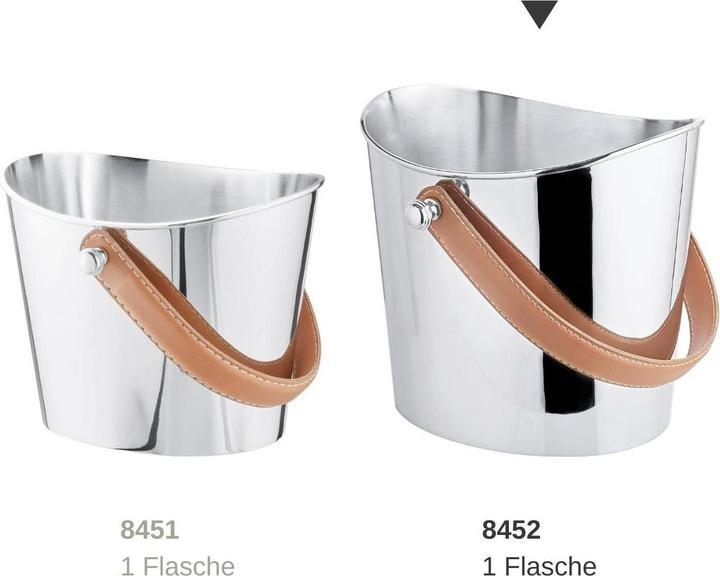 Actual product image Edzard Gilbert stainless steel ice bucket & wine cooler with leather handle 28 x 21 cm