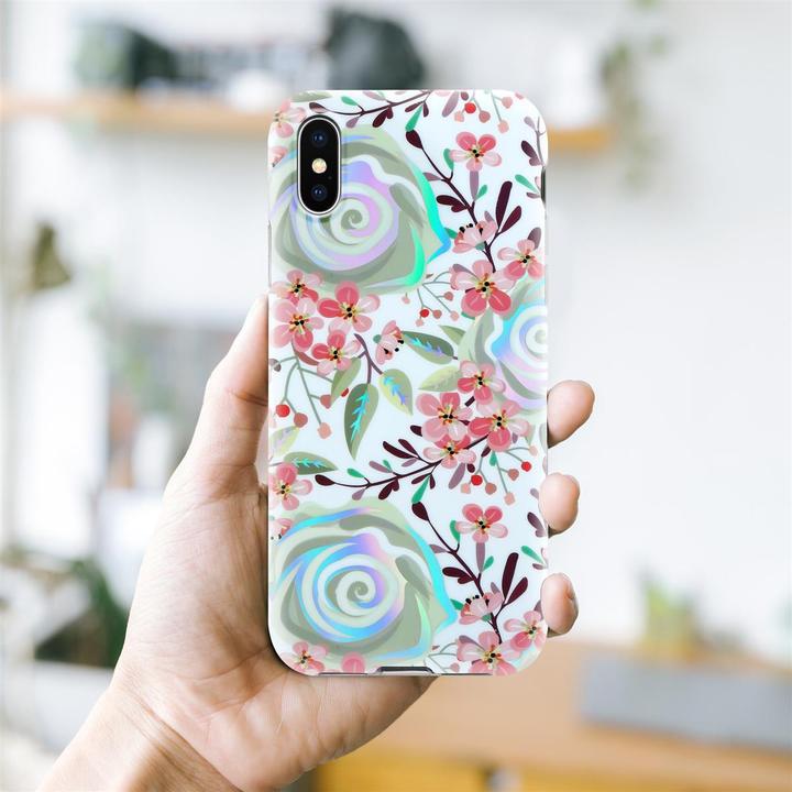 Actual product image Cadorabo IMD TPU Colorful Flowers & Leaves Cover (Apple iPhone X)
