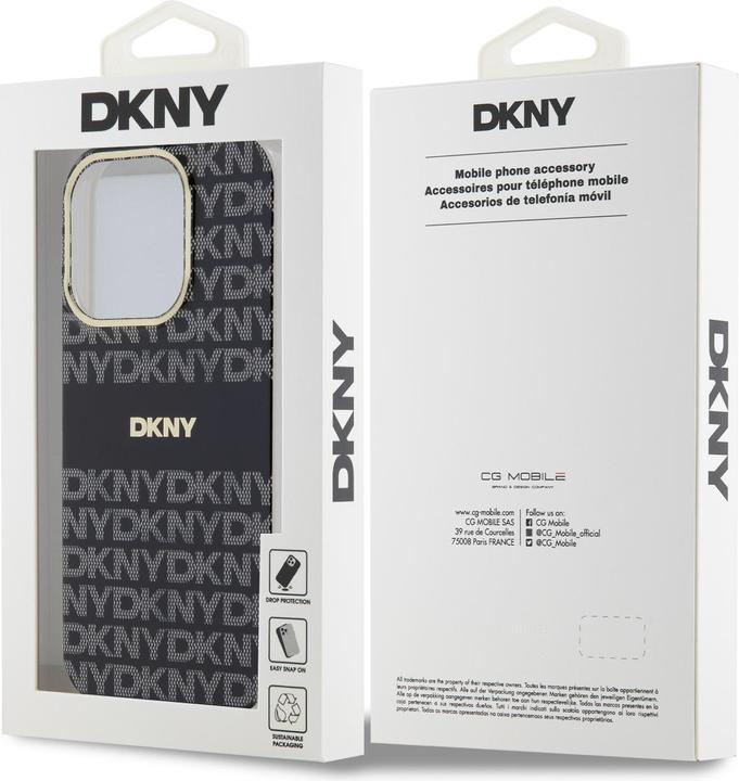 Actual product image DKNY PC/TPU Repeat Pattern Tonal Stripe Magsafe Case for iPhone 15 Pro Black (Apple iPhone 15 Pro)