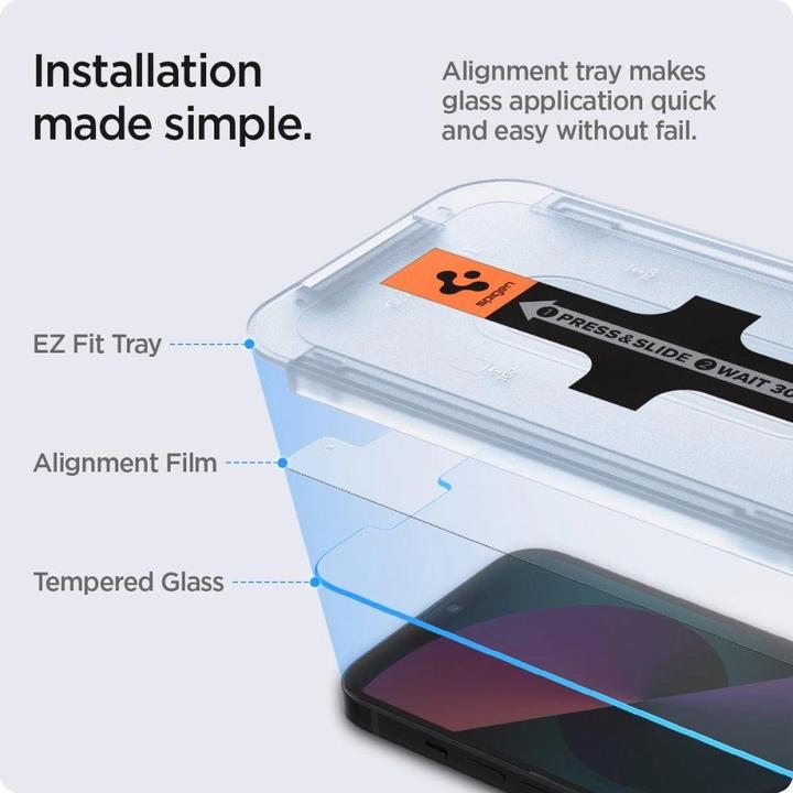 Actual product image Spigen Glas.tR EZ Fit (2 Piece, Apple iPhone 13, Apple iPhone 13 Pro)