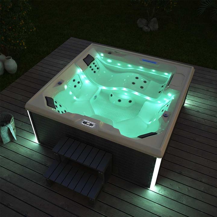 Actual product image Home Deluxe Outdoor whirlpool TEAM-STAR, 34 massage jets LED, steps and thermal cover, 5 persons (5 pers.)