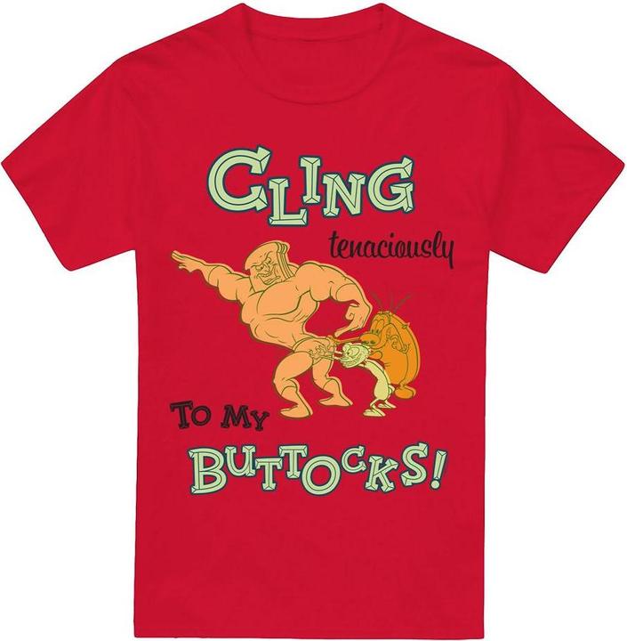Actual product image Ren & Stimpy Mens Cling Tenaciously To My Buttocks T-Shirt (S)