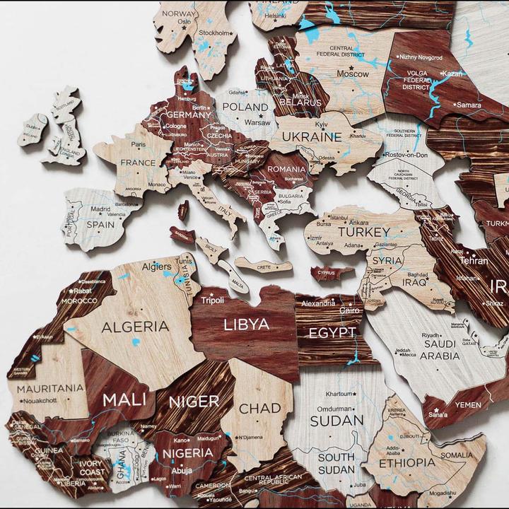 Immagine prodotto Enjoy The Wood Mappa del mondo in 3D (120 x 200 cm)