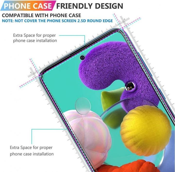 Actual product image Screenguard Samsung Galaxy A71 bulletproof glass protective film Case Friendly Design (1 Piece, Samsung Galaxy A71)