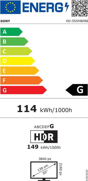 Energie-Label Sony KD55XH8096 (55", LCD, 4K, 2020)