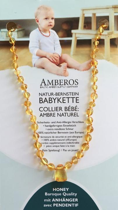 Image du produit Amberos Collier d'ambre naturel avec pendentif baroque