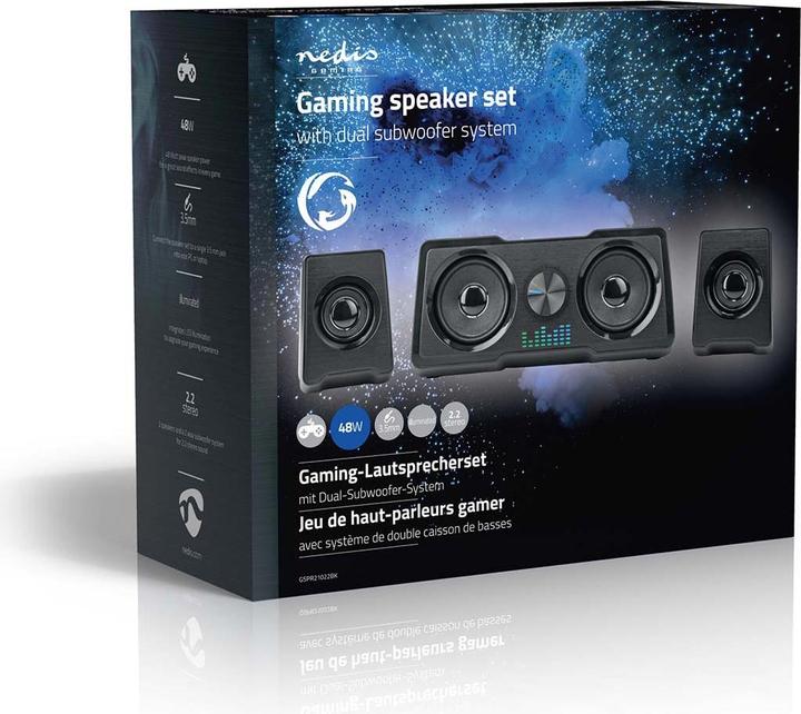 Actual product image Nedis Gaming Speaker | Speaker Channels: 2.2 | Power Supply via USB | 3.5 mm Plug | 48