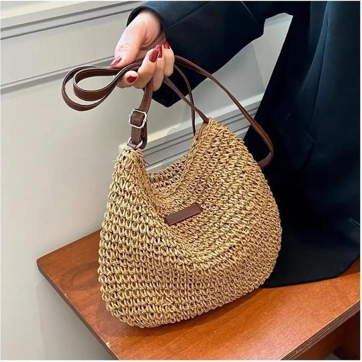 Produktbild Only-Bags.Store Sommer Stroh Crossbody Bag Strand Urlaub Einkaufen gewebt Schulter Handtasche Messenger Purses