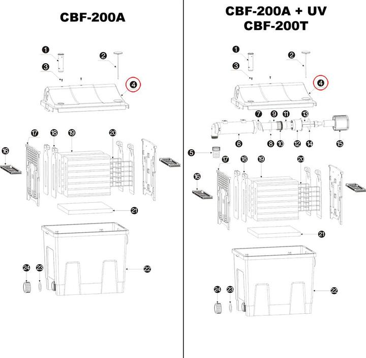 Actual product image SunSun Spare part lid Pond Bio Filter CBF-200T/-200U/-200/-200A Filter system