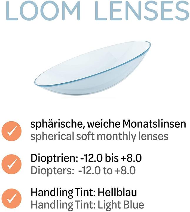 Produktbild LOOM Lenses LOOM Monatslinsen - 3 Stück - weich | BC 8.6 | DIA 14.2 (3 Stück, Monatslinse)