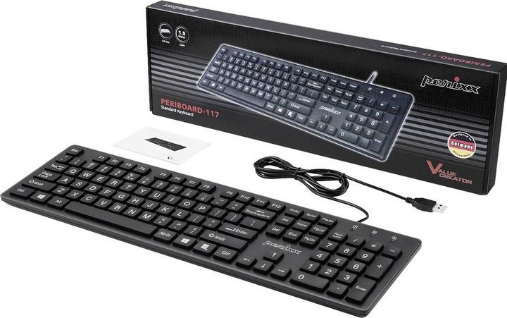 Produktbild Perixx PERIBOARD-117 P DE B PS2 Tastatur Deutsch, QWERTZ Schwarz (DE, Kabelgebunden)