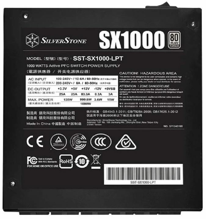 Immagine prodotto Silverstone Alimentatore SX1000 Platinum (SST-SX1000-LPT) (1000 W)