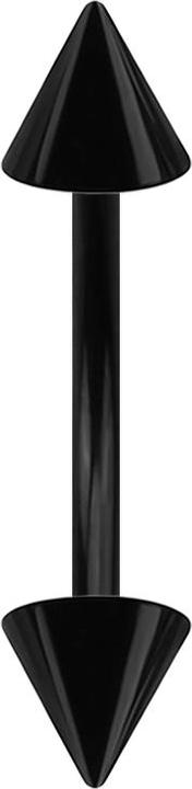 Star Piercing Micro Banane schwarz mit zwei Cones (Chirurgenstahl 316L)