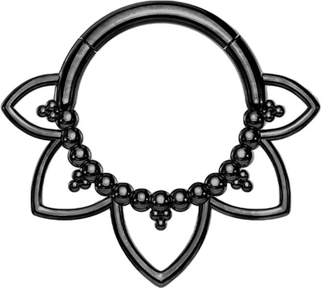 Produktbild Star Piercing Micro Segmentring klappbar schwarz filigrane Herzen (Chirurgenstahl 316L, ohne Messing)